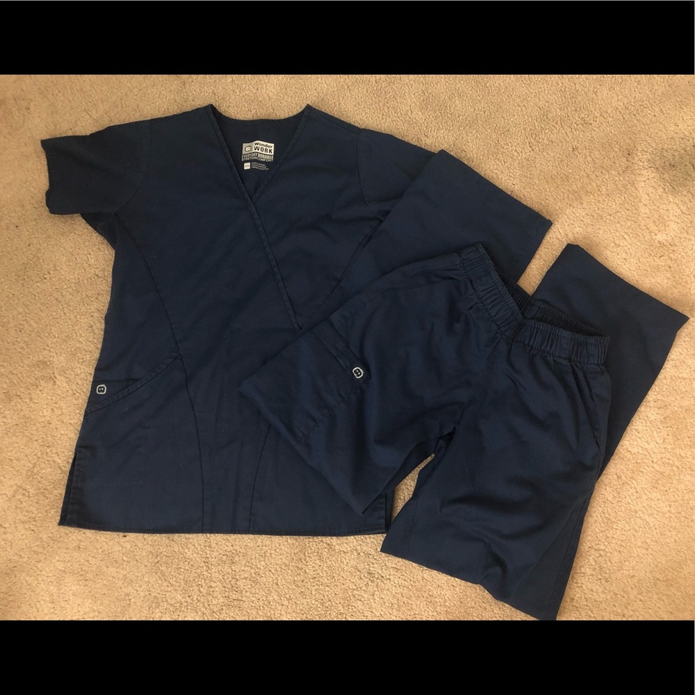 Navy blue wonder work XXS scrub set